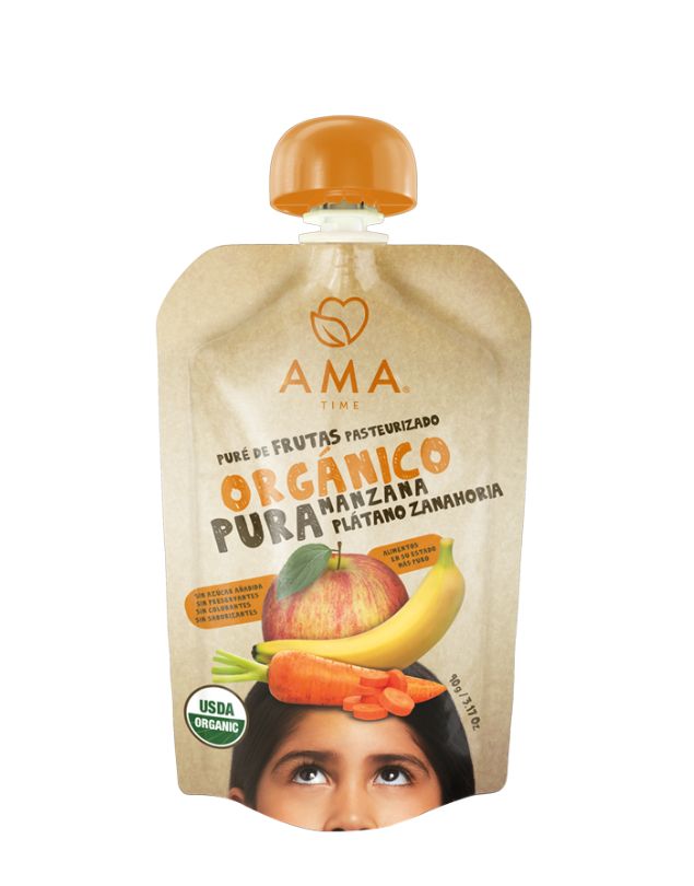 Puré de Frutas Manzana, Platano y Zanahoria, 90 g