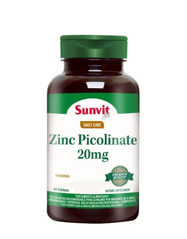 Zinc Picolinato 20 mg, 60 tabs.