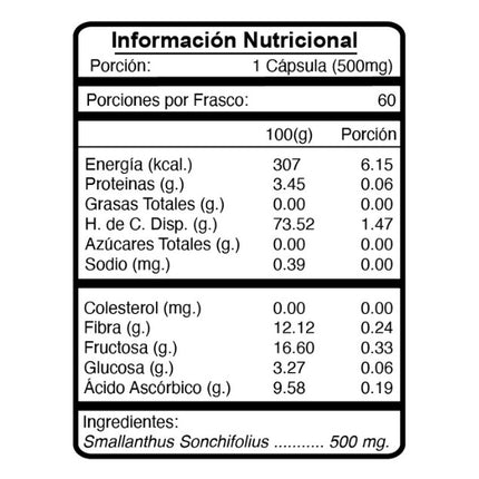 Yacón, 500 mg, 60 caps