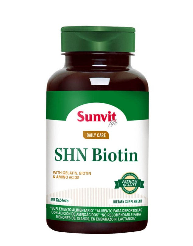 SHN Biotin, Biotina + Colágeno +Aminoácidos, 60 caps.