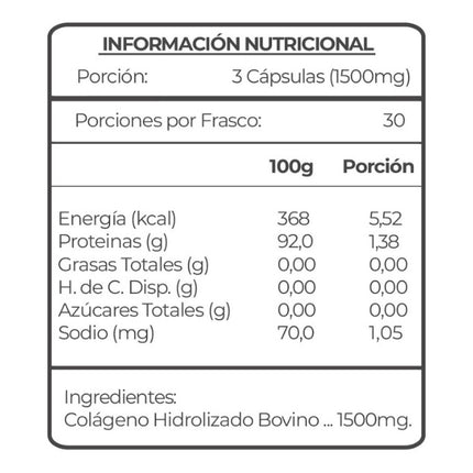 Colágeno Hidrolizado Bovino, 500 mg, 90 cáps vegetales