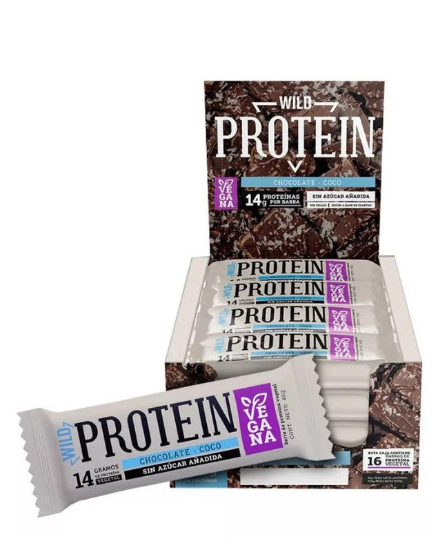 Barras Proteina Pack 16 un, Veganas, Chocolate Coco, 45g