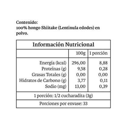 Shiitake en Polvo, 100gr