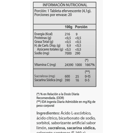 Vitamina C limón, 1000 mg, 20 tab.