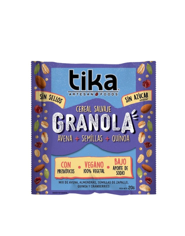 Cereal Salvaje Granola Avena, Semillas, Quinoa 20g.