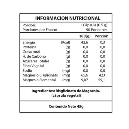 Magnesio Bisglicinato 500 mg, 90 caps.