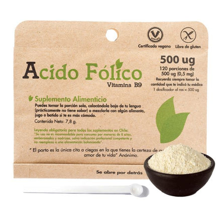 Acido Fólico, Vitamina B9, 500ug, 120 porciones