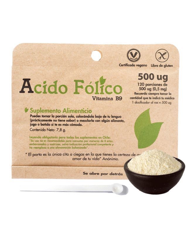 Acido Fólico, Vitamina B9, 500ug, 120 porciones