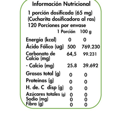 Acido Fólico, Vitamina B9, 500ug, 120 porciones