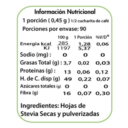 Stevia, Hojas Pulverizadas,40g