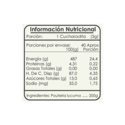 Lúcuma en Polvo, 200 g