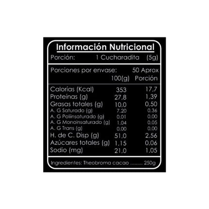 Cacao en Polvo Organico, 250g