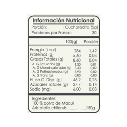 Maqui en Polvo, 150 g.