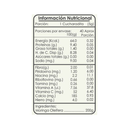 Moringa en Polvo, 200 gr.