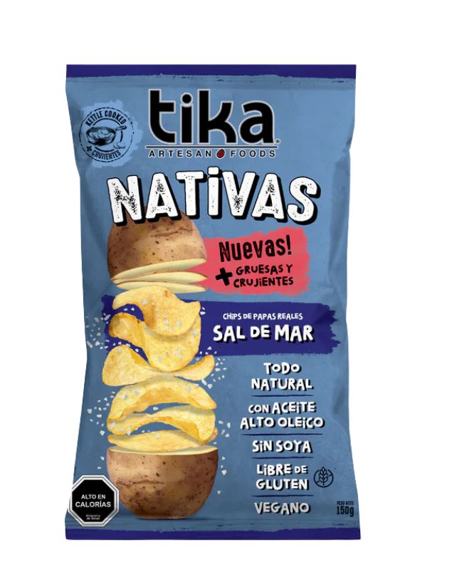 Nativas Chips Papas Reales Sal de Mar, 150 gr