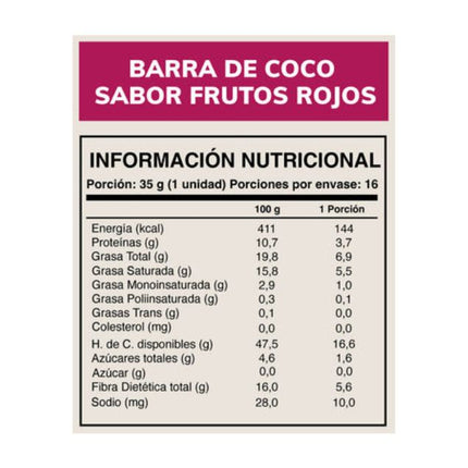 Pack de 16 Barras Wild Fit, Coco Berries, 35 gr.