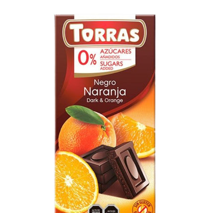 Barra de Chocolate Negro 52% con Naranja, sin Gluten, 75 g.