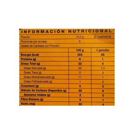 Barra de Chocolate Negro 52% con Naranja, sin Gluten, 75 g.