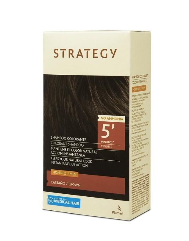 Shampoo Colorante para Hombres, sin Amoniaco, Shampoo Color 30 ml + Aplicador 30 ml, Castaño