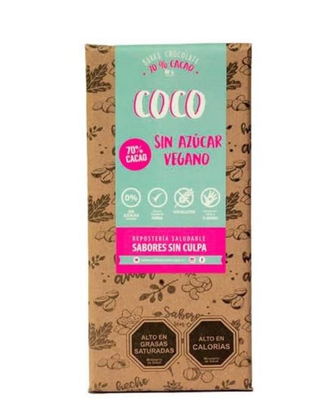 Chocolate en Barra 70% Cacao- Coco, 80 g