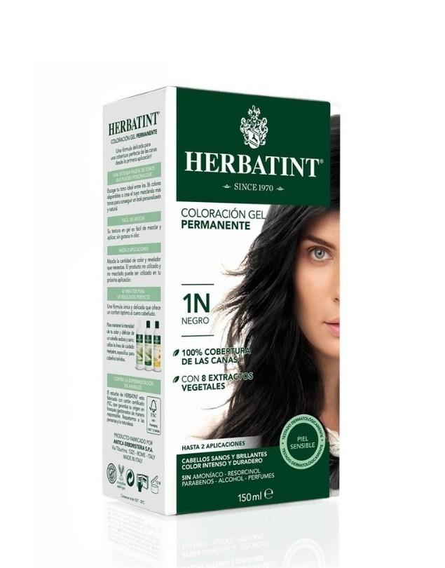 Tinte Gel Vegetal 1N Cabello Negro sin Amoniaco,150 ml