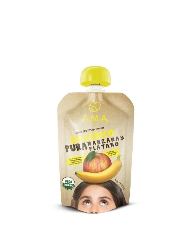 Puré de Frutas Manzana y Platano, 90 g