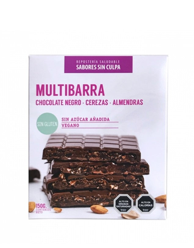 Multibarra Chocolate Negro, Cerezas y Almendras, 150 g