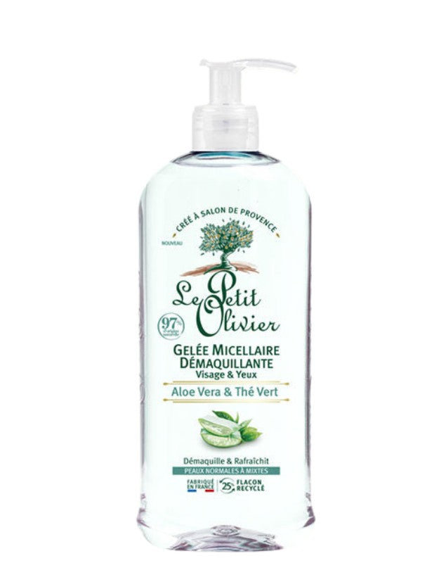 Gel Micelar Desmaquillante Waterproof Aloe Té Verde, 400 ml.