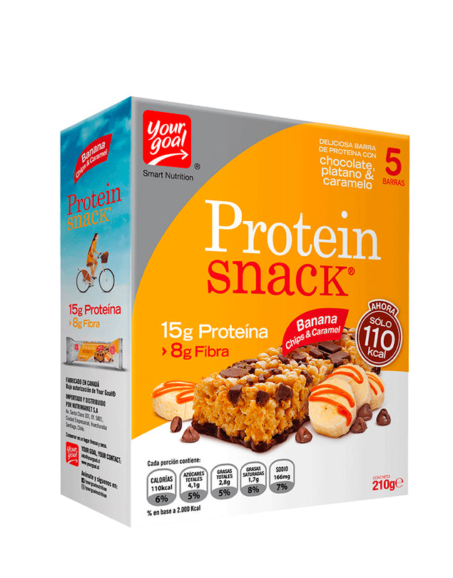 Pack 5 Barras de Protein Snack Banana Chips & Caramel, 210 g